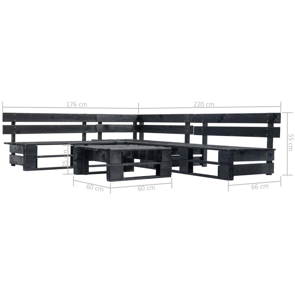 Set Divani Da Giardino Su Pallet 4pz Nero In Legno Fsc - Foto 3