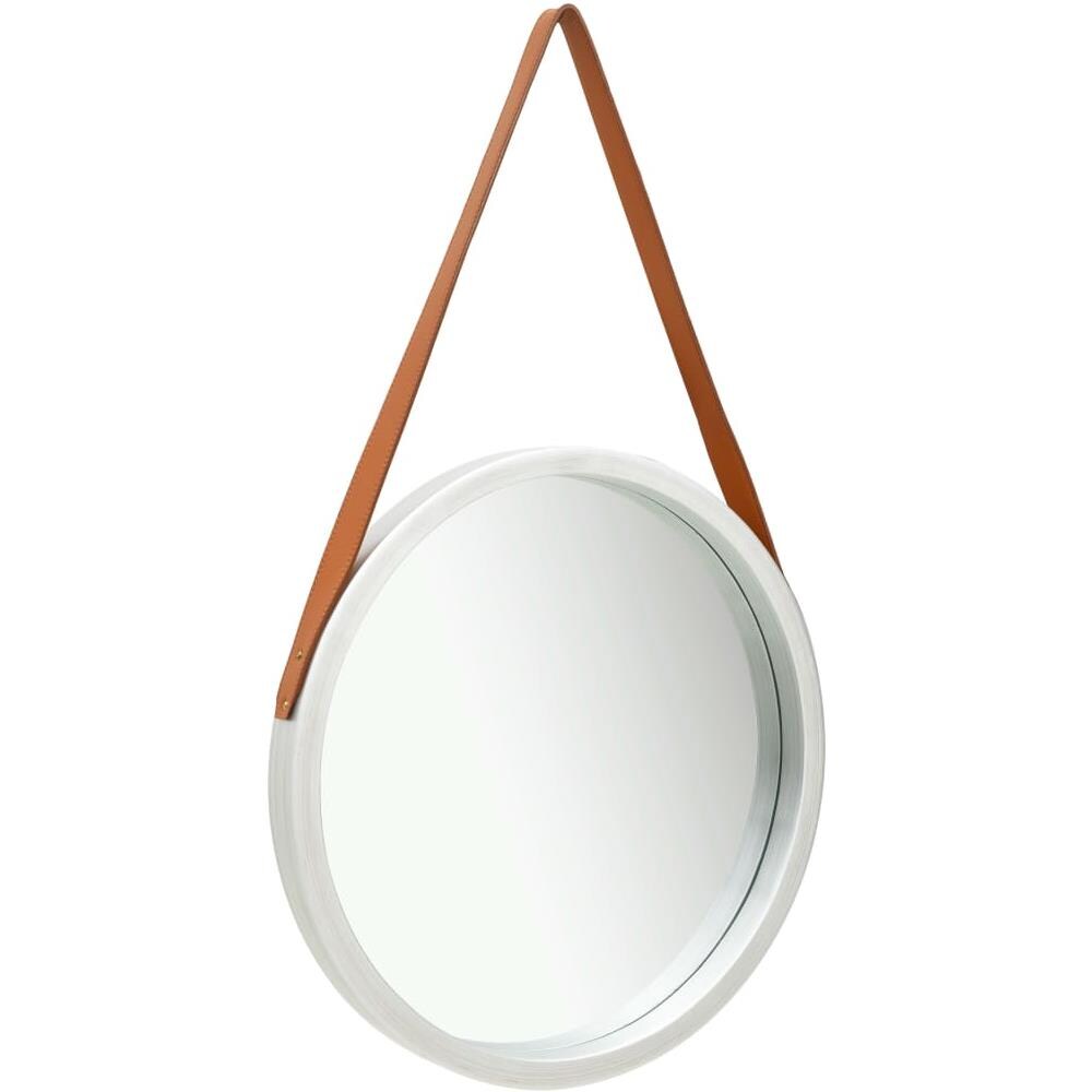 Specchio Da Parete Con Cinghia 50 Cm Argento - Foto 1
