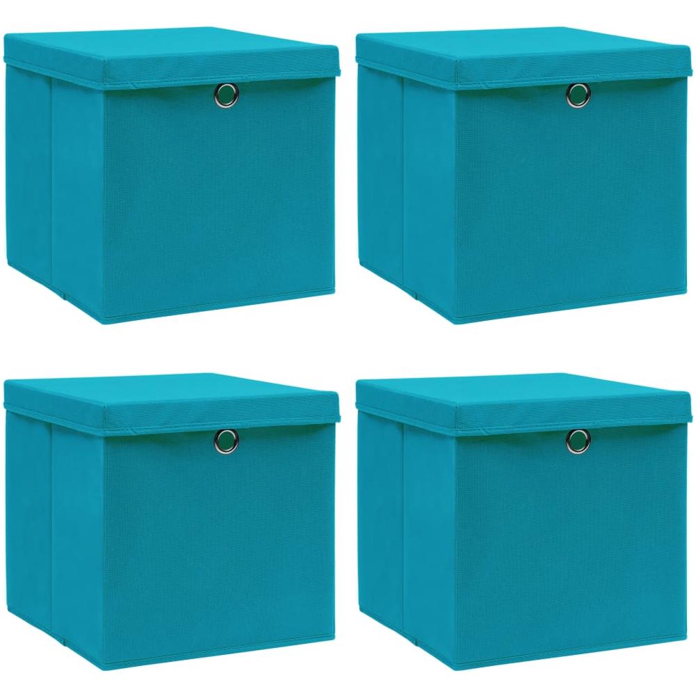 Scatole con Coperchi 4pz Azzurre 32x32x32 cm Tessuto - Foto 1
