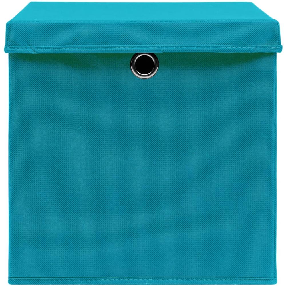 Scatole con Coperchi 4pz Azzurre 32x32x32 cm Tessuto - Foto 7