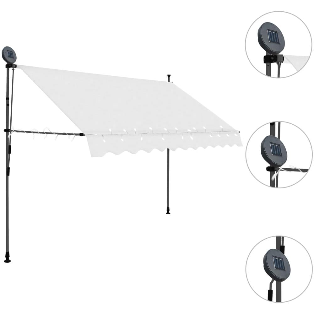 Tenda da Sole Retrattile Manuale con LED 250 cm Crema - Foto 3