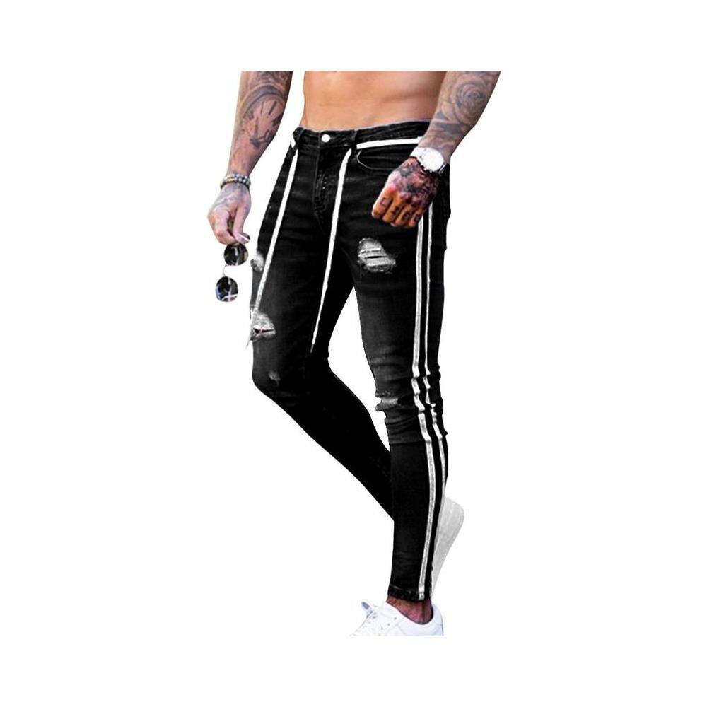 SLOWMOOSE - Jeans Skinny Da Uomo, Pantaloni In Denim Strappati Da  Motociclista, Pantaloni A Matita Con Strisce Laterali [ style1-blu /  Asiatico Taglia Xl] - ePRICE