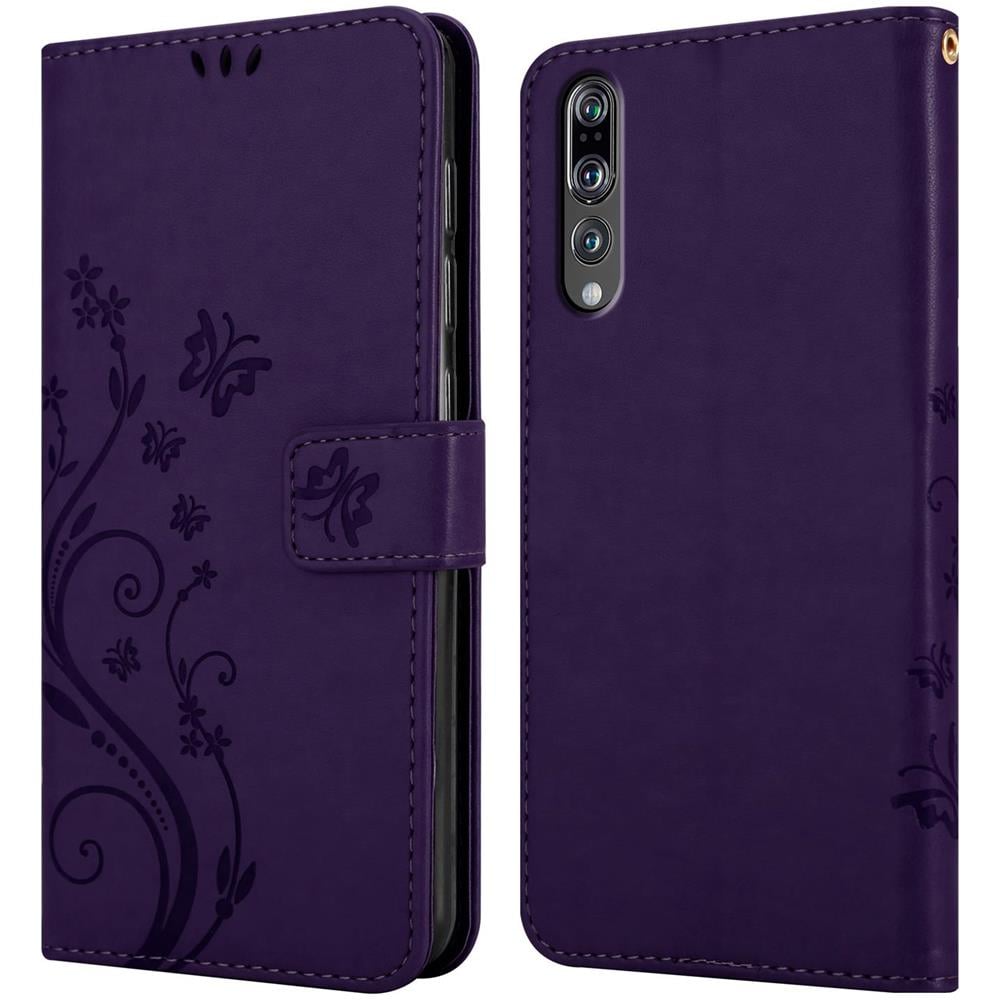 Custodia Compatibile Con Huawei P20 Pro In Lilla Scuro Fiore - Coperchio Protettivo In Design Floreale Con Chiusura Magnetica, Funzione Stand E Slot Per Carte - Foto 8