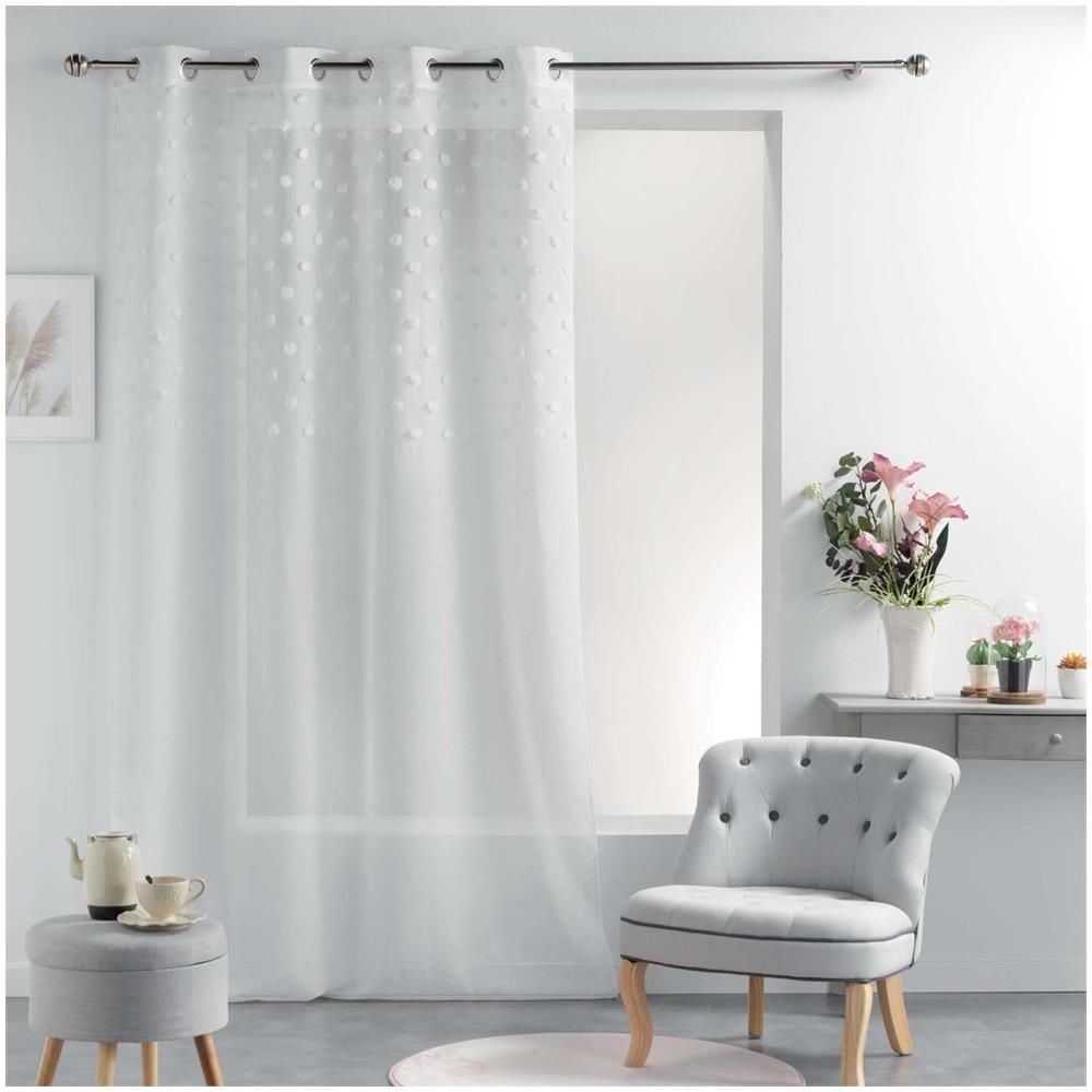 Tenda Per Il Soggiorno Con Decorazione A Pois, Su Gromss, 140 X 240 Cm, Bianco - Foto 3