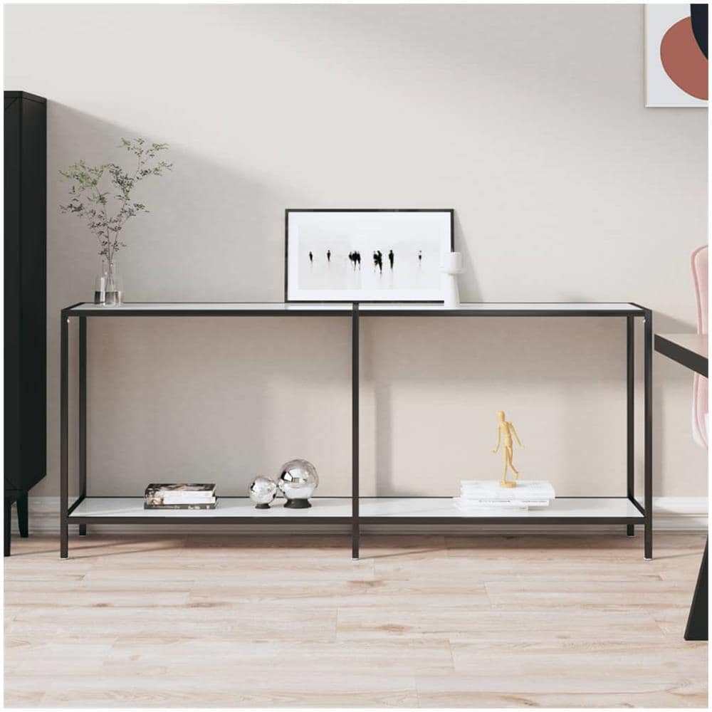 Tavolo Consolle Bianco 180x35x75,5 Cm In Vetro Temperato - Foto 1