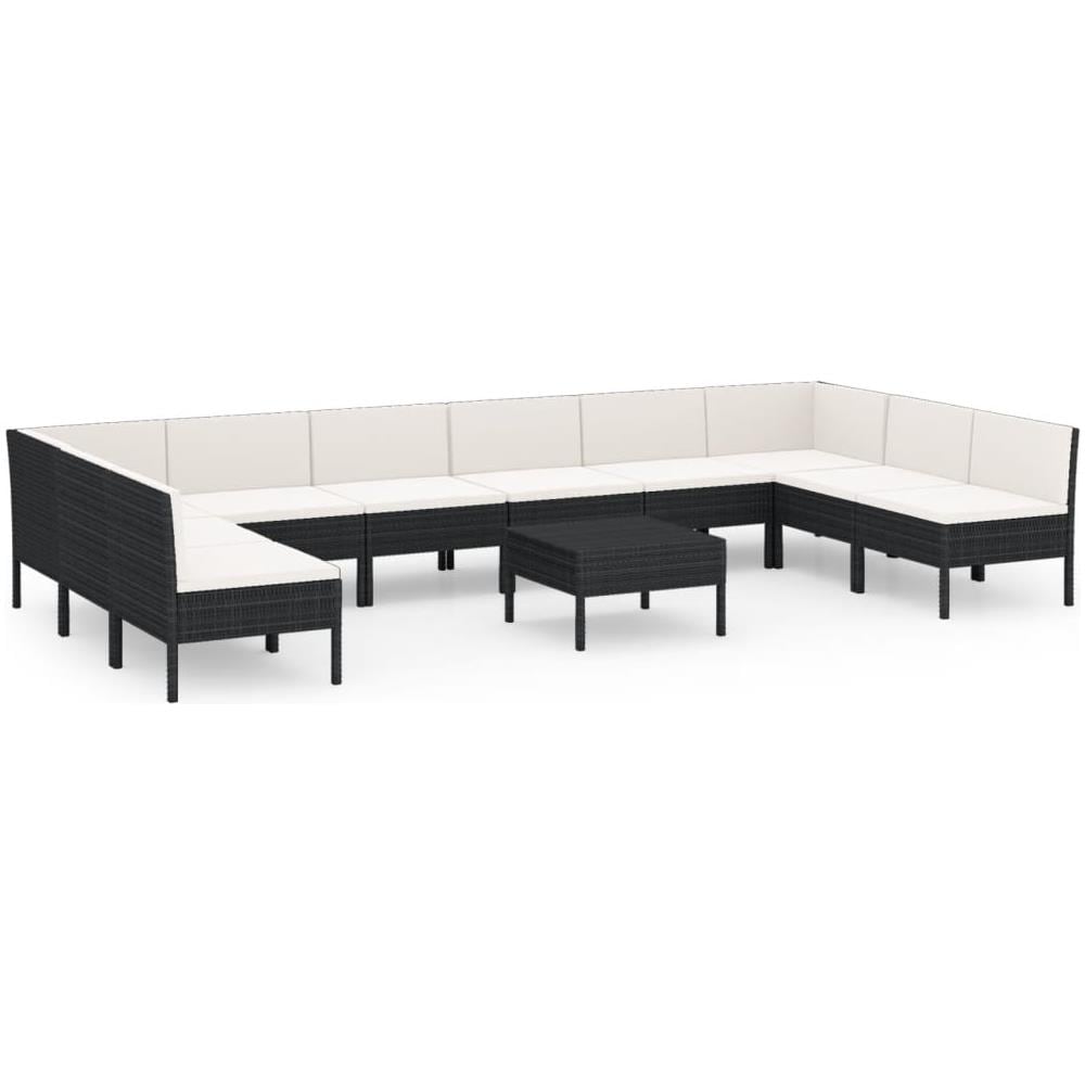 Set Divani Da Giardino 11 Pz Con Cuscini In Polyrattan Nero - Foto 2