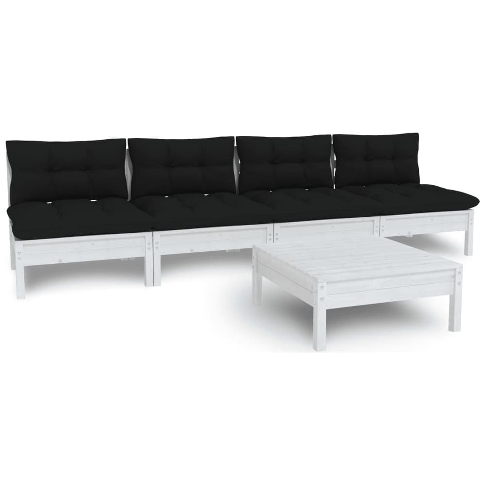 Set Divani Da Giardino 5 Pz Con Cuscini Antracite Legno Di Pino - Foto 2