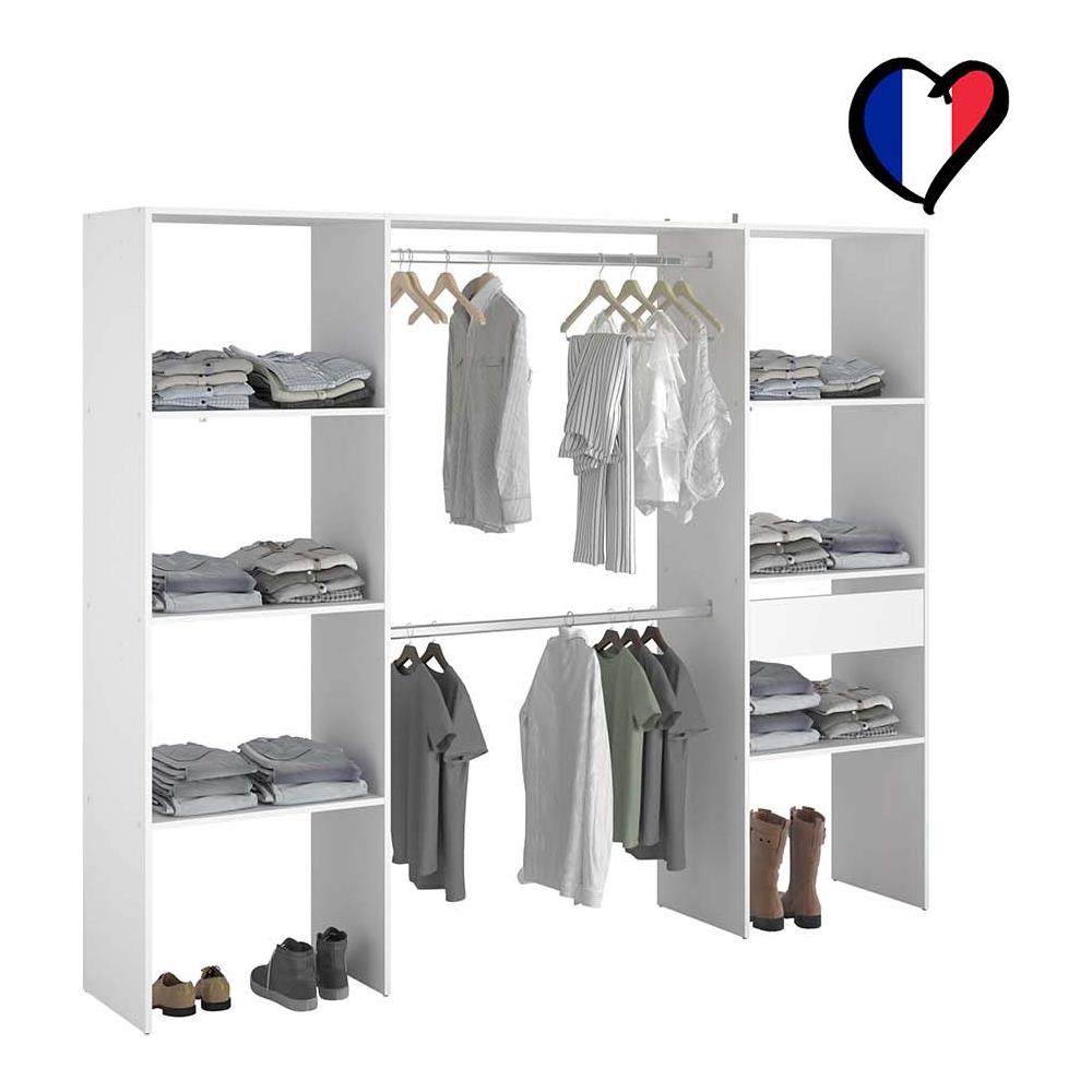 Elysee Armadio A Vista 6 Ripiani, 1 Cassetto, 2 Barre Appendiabiti 220x40x180 - Foto 2