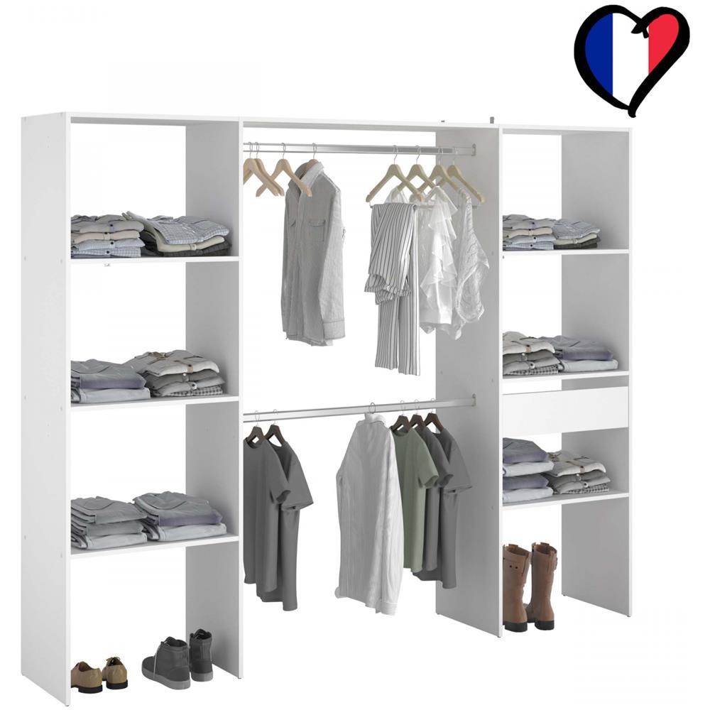 Elysee Armadio A Vista 6 Ripiani, 1 Cassetto, 2 Barre Appendiabiti 220x40x180 - Foto 1