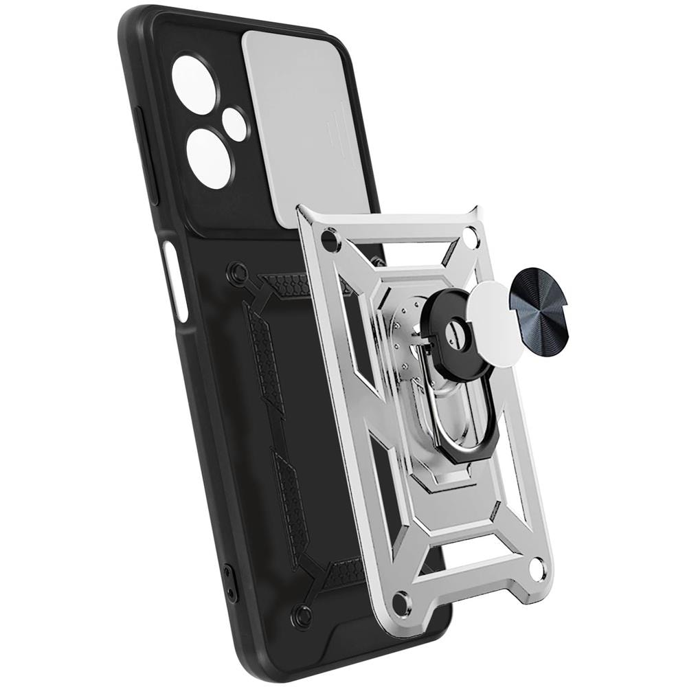 Cover Xiaomi Redmi Note 12 5g Con Copri-fotocamera E Anello Di Supporto Argento - Foto 2