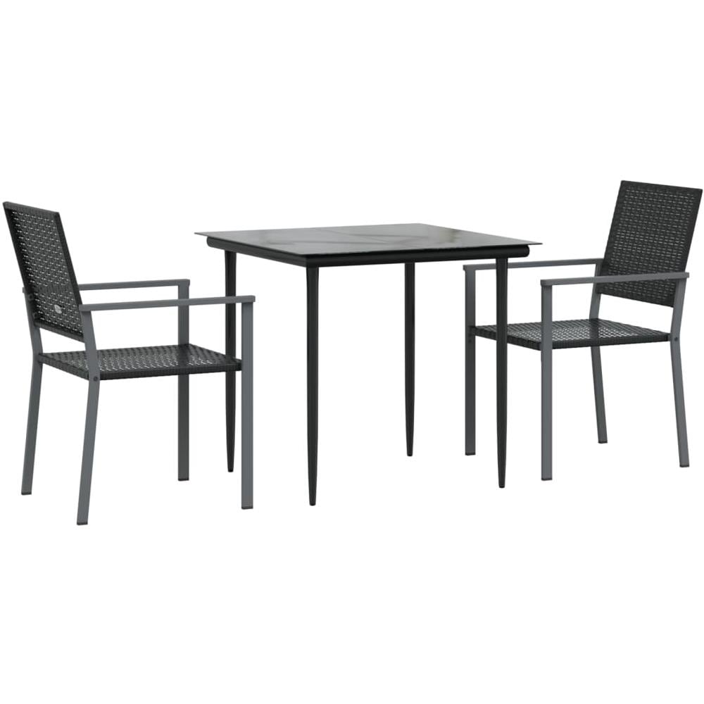 Set Da Pranzo Da Giardino 3 Pz In Polyrattan E Acciaio - Foto 3