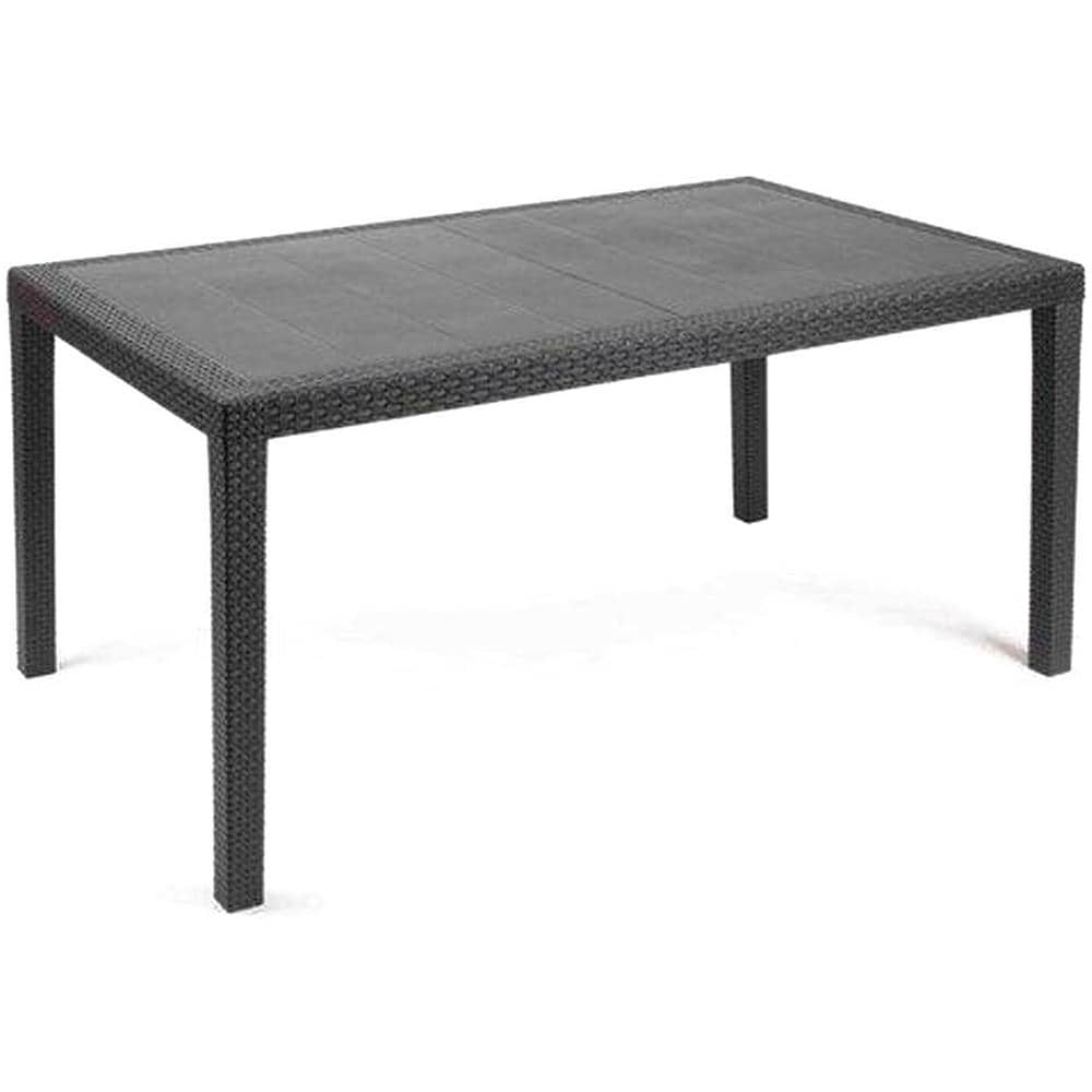 Tavolo Da Esterno Imola, Tavolo Fisso Rettangolare, Tavolo Da Giardino Multiuso Effetto Rattan, 100% Made In Italy, 138x78h72 Cm, Antracite - Foto 2