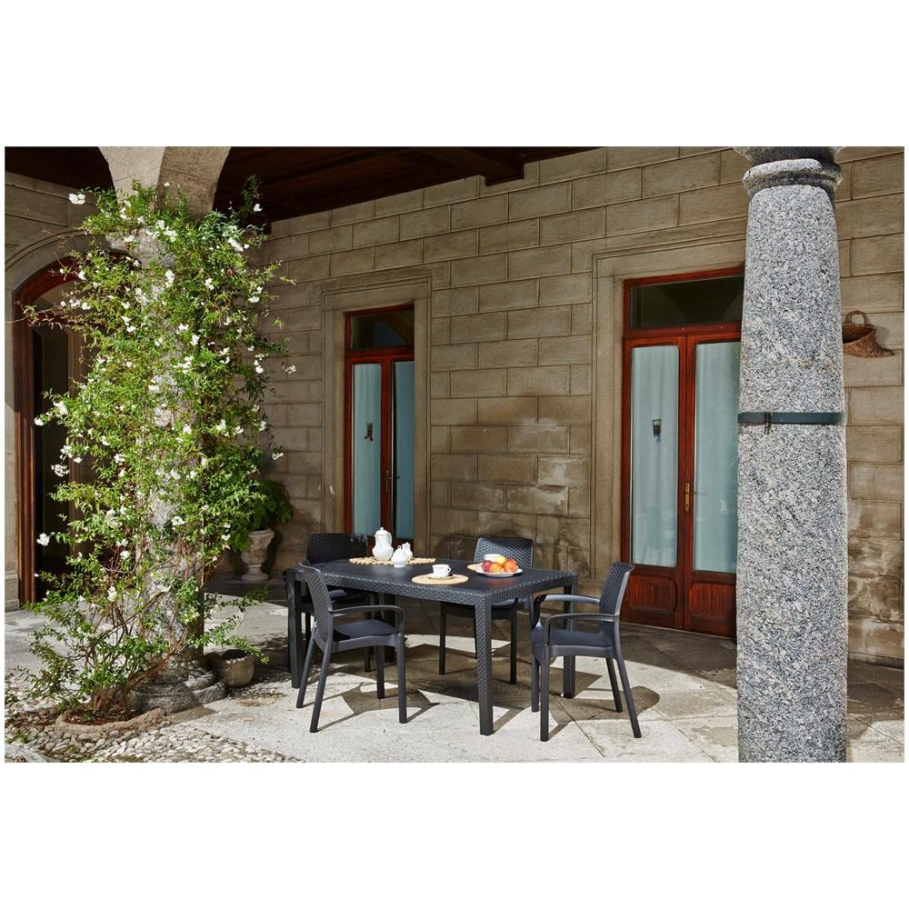 Tavolo Da Esterno Imola, Tavolo Fisso Rettangolare, Tavolo Da Giardino Multiuso Effetto Rattan, 100% Made In Italy, 138x78h72 Cm, Antracite - Foto 4