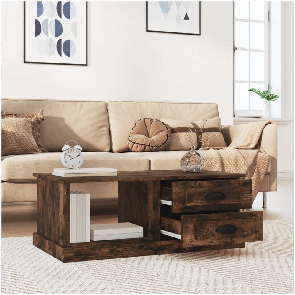 Tavolino Da Salotto Rovere Fumo 90x50x35 Cm Legno Multistrato - Foto 3
