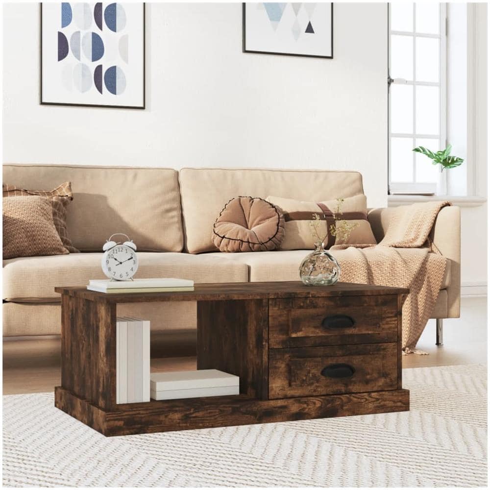 Tavolino Da Salotto Rovere Fumo 90x50x35 Cm Legno Multistrato - Foto 1