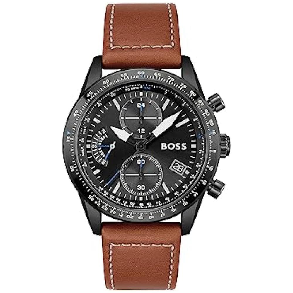 Orologio Con Cronografo Al Quarzo Da Uomo Con Cinturino In Pelle Marrone Chiaro - 1513851 - Foto 2