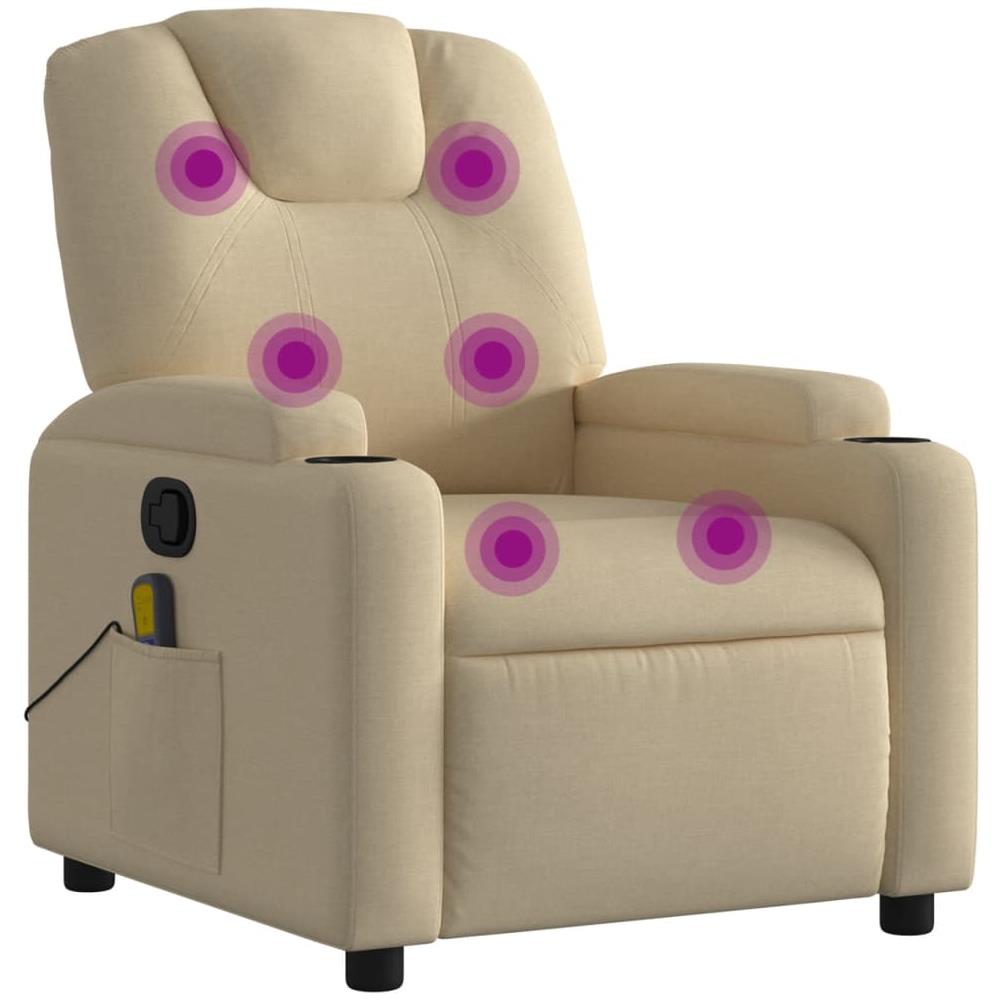 Poltrona Massaggiante Reclinabile Crema In Tessuto - Foto 2