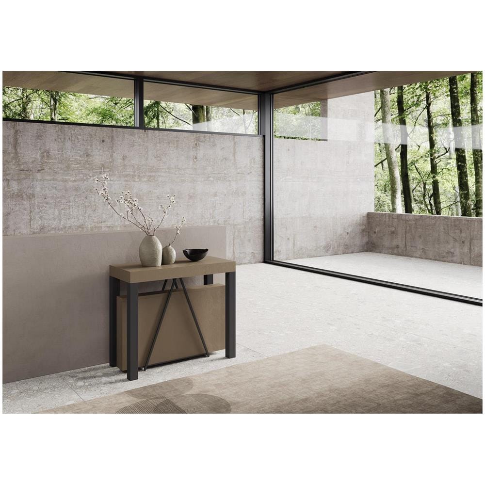 Consolle allungabile 90x40/300 cm Tiris tortora telaio antracite - Foto 2