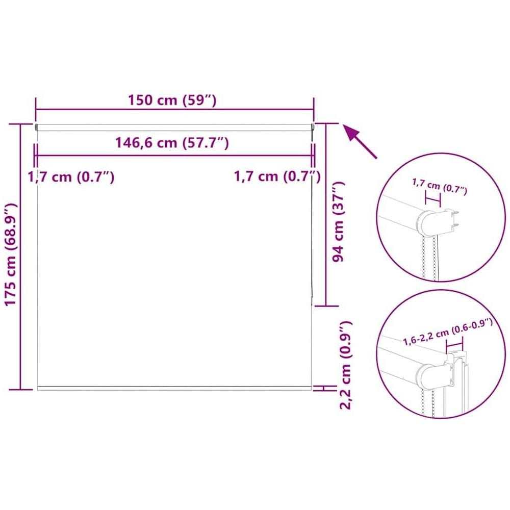 Tenda a Rullo Oscurante 150x175 cm Larghezza Tessuto 146,6 cm - Foto 10