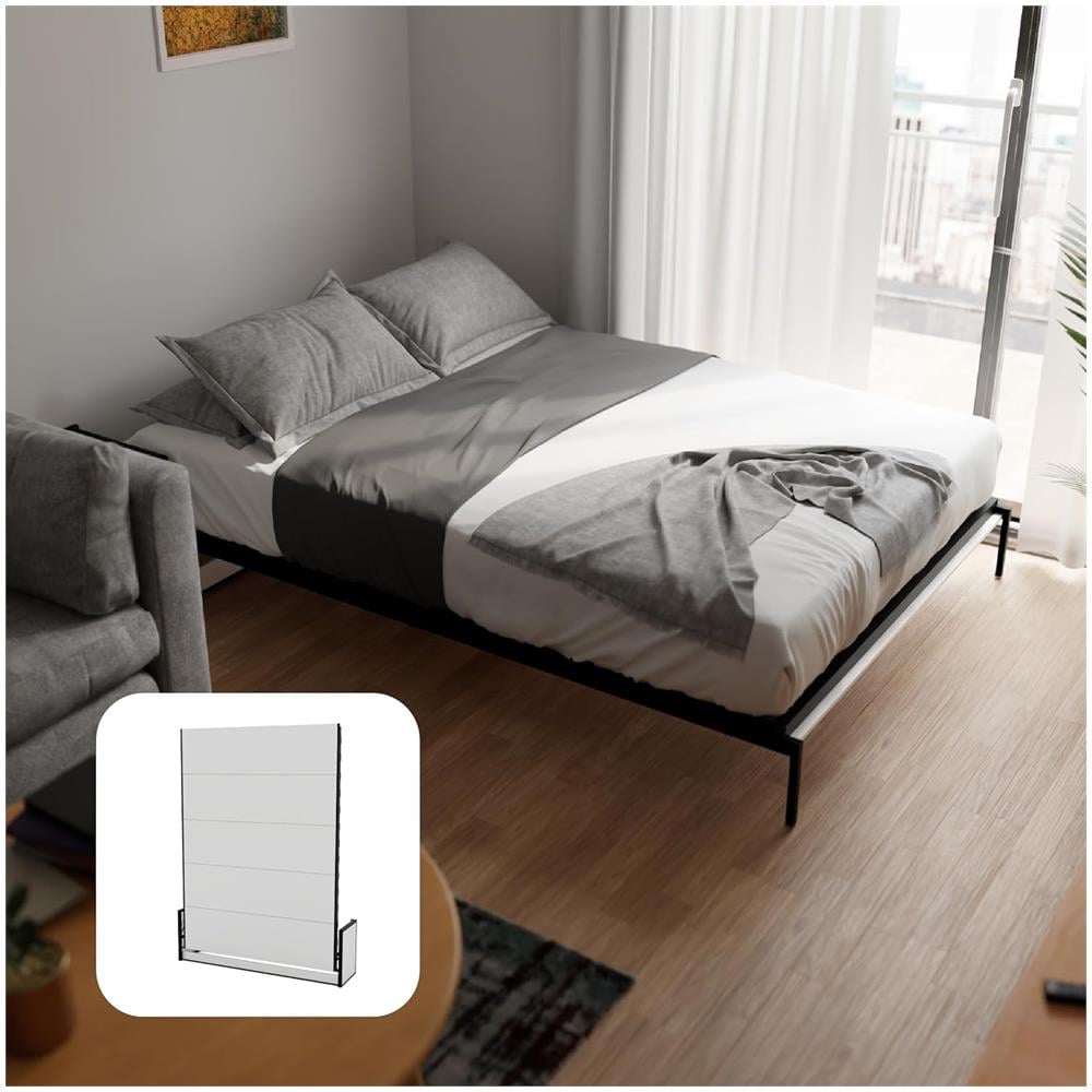 Letto A Scomparsa Studio Verticale 160x200 cm con Pistoni a Gas, Telaio Metallico Robusto, Capacità 350 kg, Ideale per Stanze Piccole o Monolocali, Salvaspazio, Materasso Non Incluso - Foto 1