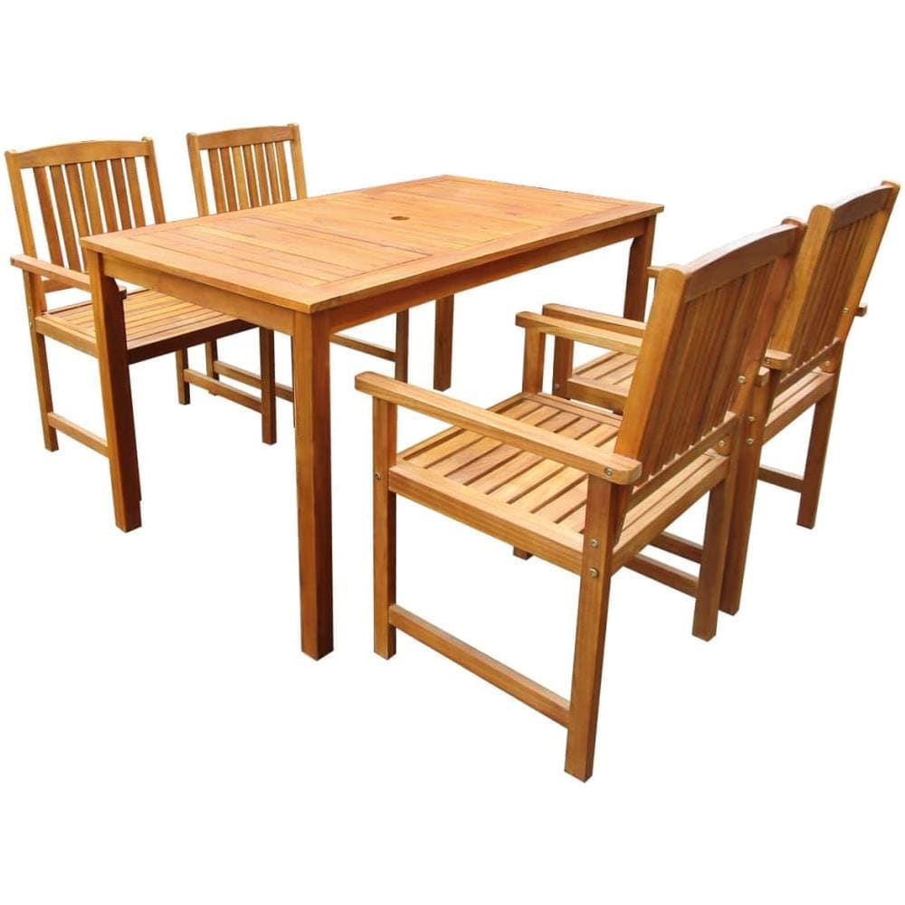 Set Da Pranzo Da Giardino 5 Pezzi In Teak Massello - Tavolo 150x90cm E 4 Sedie - Foto 8
