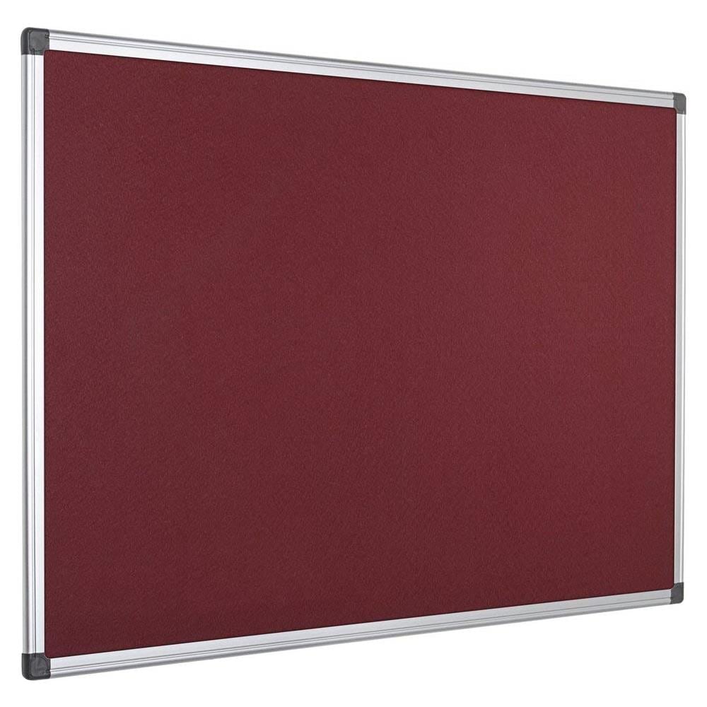 Bacheca Maya In Feltro Con Cornice In Alluminio, 900 X 600 Mm, Colore: Rosso Bordeaux - Foto 1