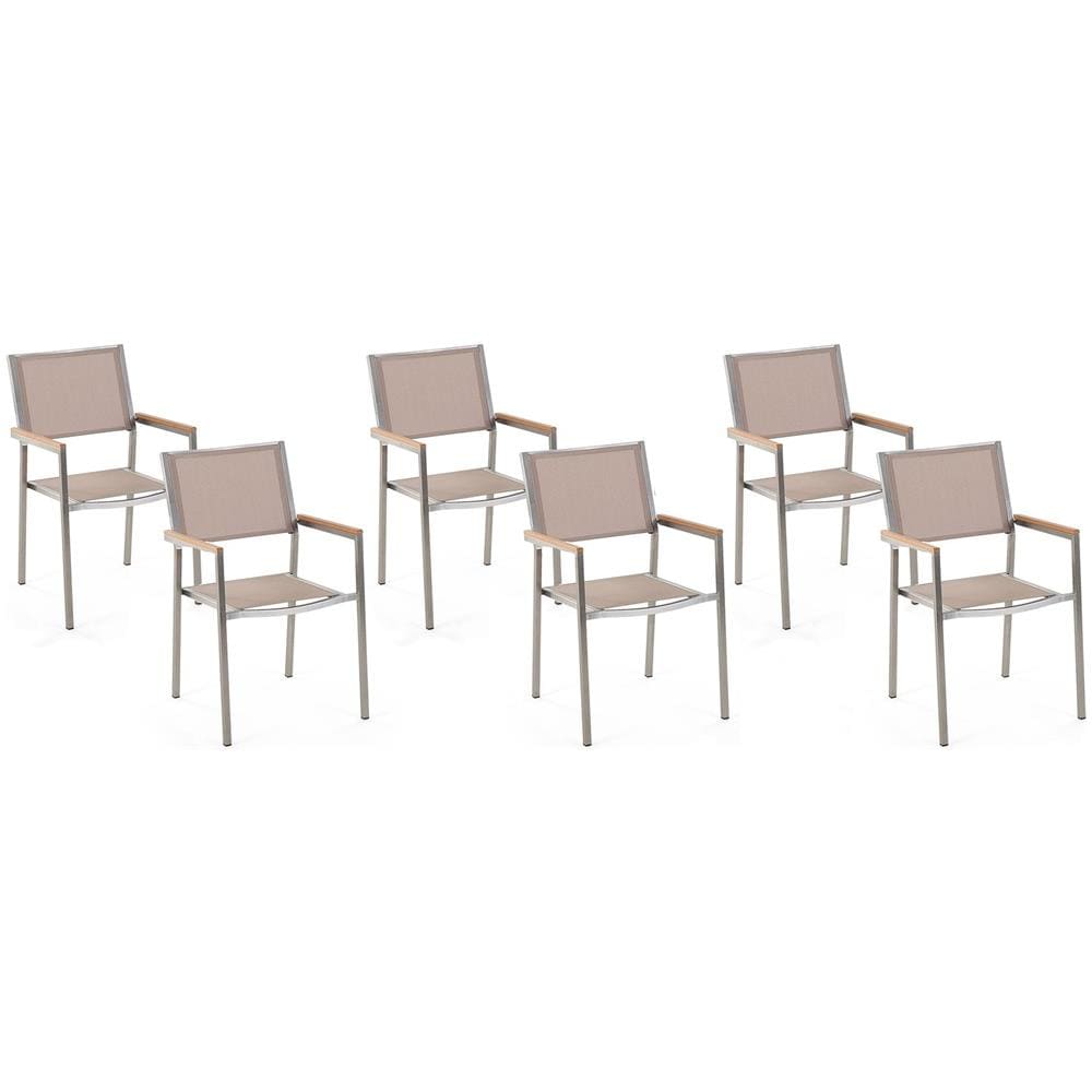 Sedie Da Giardino Beige In Acciaio Inossidabile Set Di 6 Pz Grosseto - Foto 1