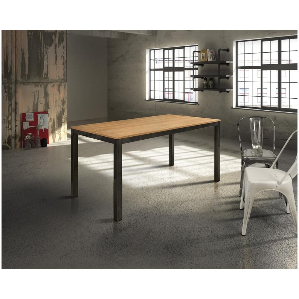 Bernard - Tavolo Da Pranzo Moderno Allungabile In Acciaio E Rovere Da 160 X 90 - Foto 2