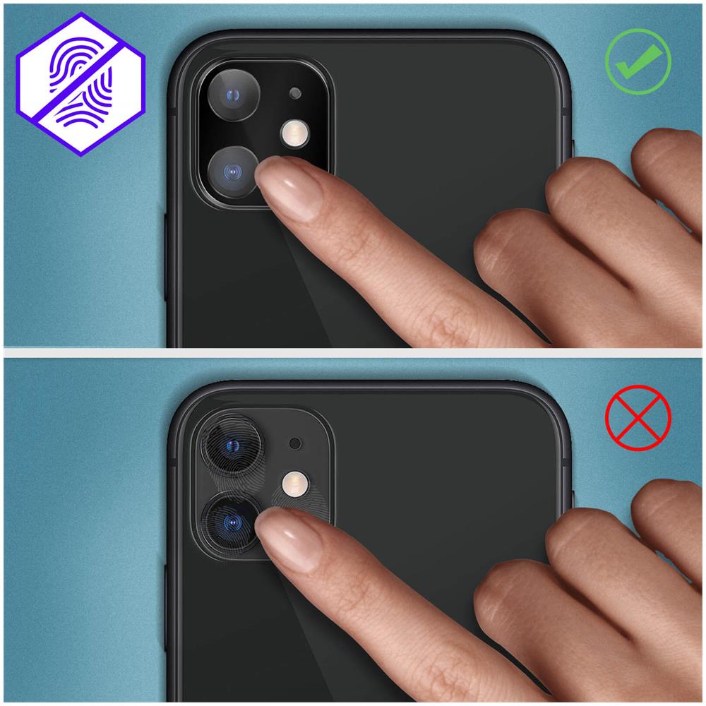 Vetrino Protezione Fotocamera Iphone 11 Obiettivo Posteriore Antishock Nero - Foto 2