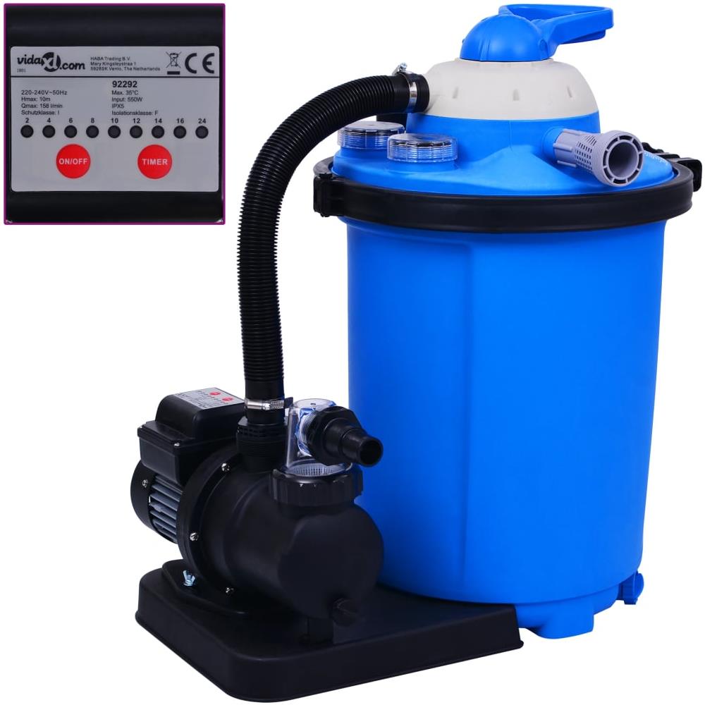 Pompa con Filtro a Sabbia con Timer 550 W 50 L - Foto 1