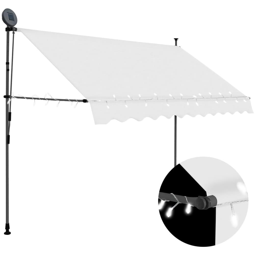 Tenda da Sole Retrattile Manuale con LED 300 cm Crema - Foto 1