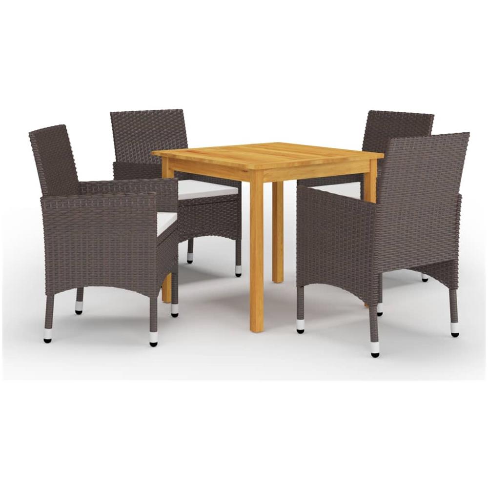 Set Mobili Da Pranzo Per Giardino 5 Pz Marrone - Foto 1