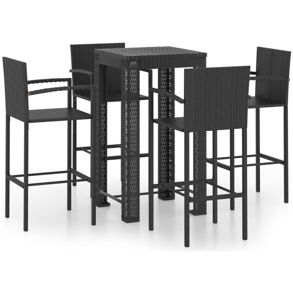 Set Bar da Giardino 5 pz con Braccioli in Polyrattan Nero - Foto 1