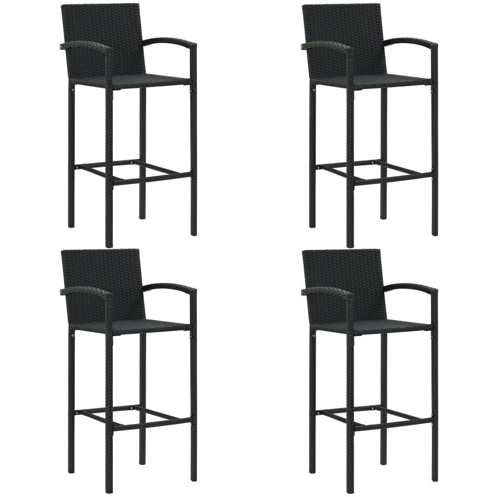 Set Bar da Giardino 5 pz con Braccioli in Polyrattan Nero - Foto 3