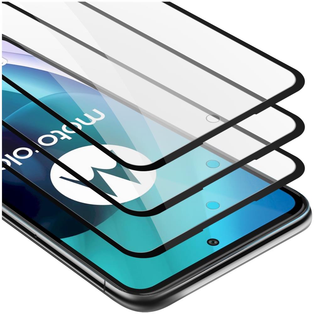 Cadorabo 3x Pellicola Armatura A Schermo Intero Compatibile Con Motorola Moto G71 5g In Trasparente Con Nero - 3x Vetro Temperato (tempered) Di Protezione Del Display In Durezza 9h Con 3d Touch - Foto 1