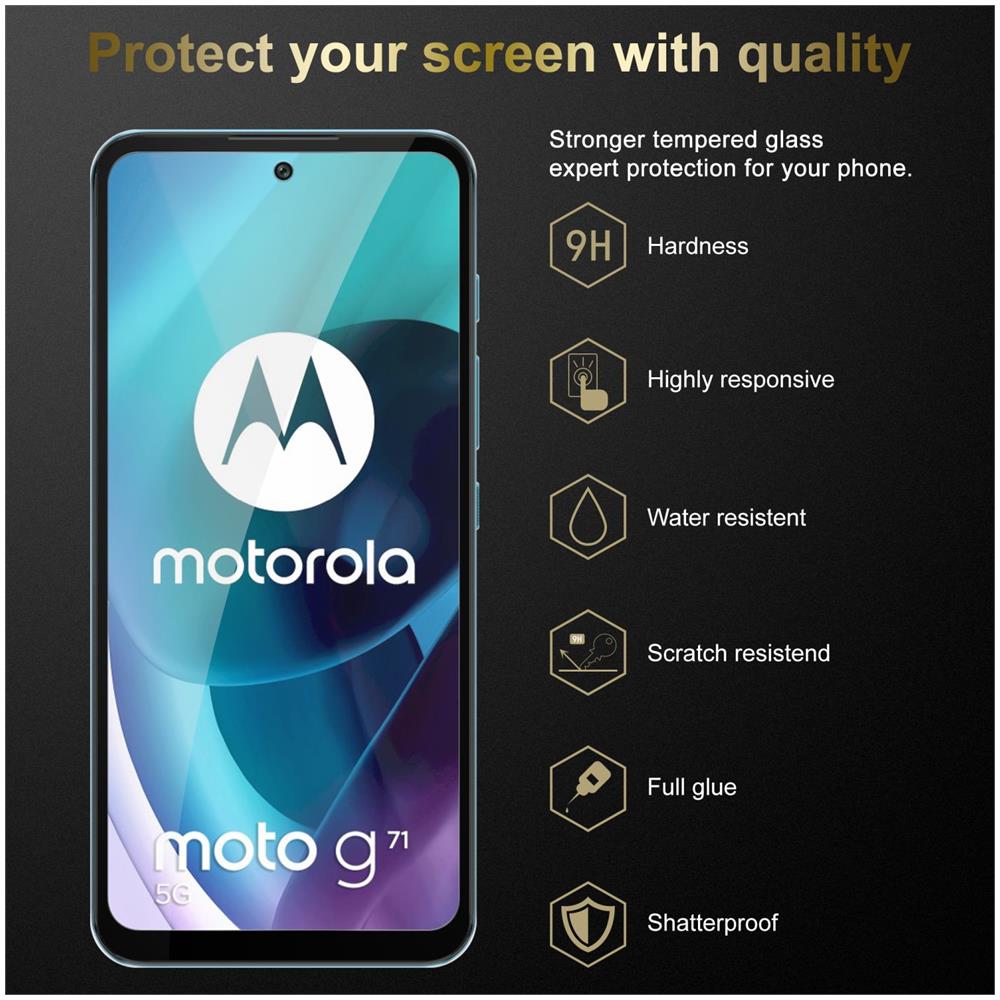 Cadorabo 3x Pellicola Armatura A Schermo Intero Compatibile Con Motorola Moto G71 5g In Trasparente Con Nero - 3x Vetro Temperato (tempered) Di Protezione Del Display In Durezza 9h Con 3d Touch - Foto 2