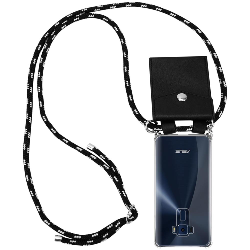 Catena Di Telefoni Cellulari Compatibile Con Asus Zenfone 3 (5,2"" Zoll) In Nero Argento - Coperchio Protettivo In Silicone Con Anelli D'argento, Cinturino In Corda E Custodia Staccabile - Foto 1