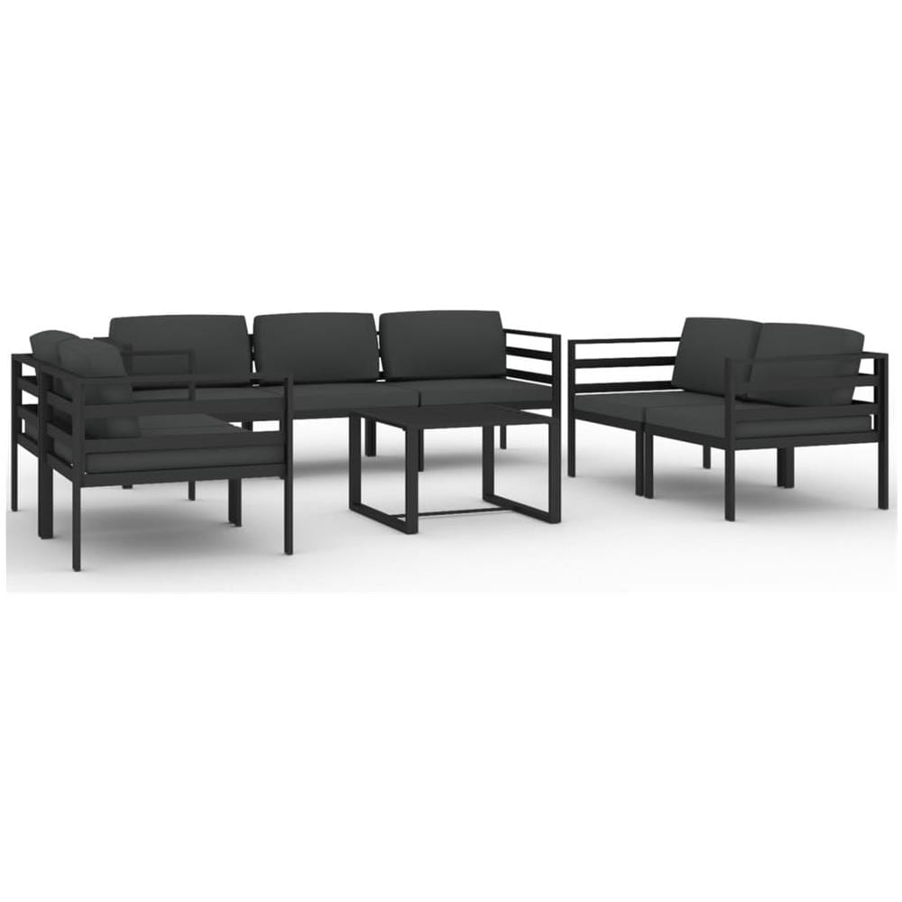 Set Divani Da Giardino 8 Pz Con Cuscini In Alluminio Antracite - Foto 2