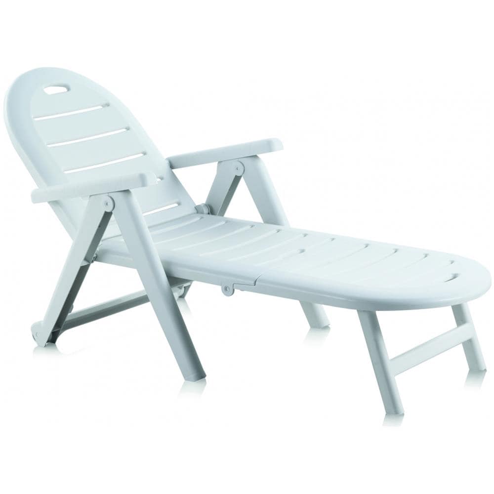 Lettino Prendisole In Plastica Riciclata Bianco Caiman - Foto 1