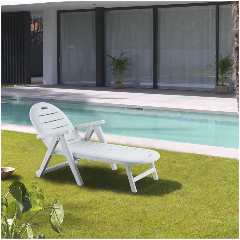 Lettino Prendisole In Plastica Riciclata Bianco Caiman - Foto 3