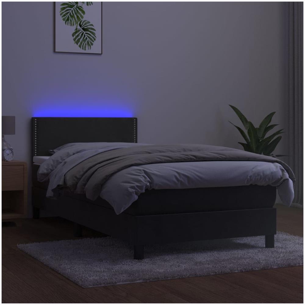 Letto A Molle Con Materasso E Led Grigio Scuro 80x200cm Velluto - Foto 3