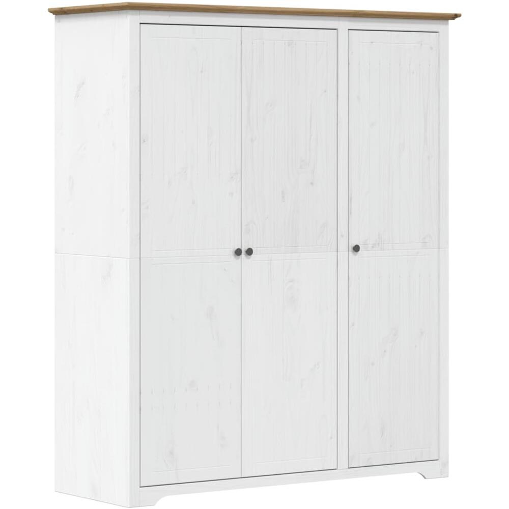 Armadio BODO 146x53,5x173 cm Legno Massello Pino Bianco Marrone - Foto 2