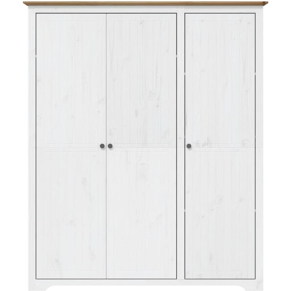 Armadio BODO 146x53,5x173 cm Legno Massello Pino Bianco Marrone - Foto 3
