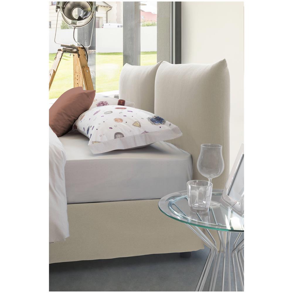 Letto Matrimoniale Cristel, Letto Contenitore Con Rivestimento In Tessuto, 100% Made In Italy, Apertura Frontale, Con Materasso Cm 160x190 Incluso, Beige - Foto 4