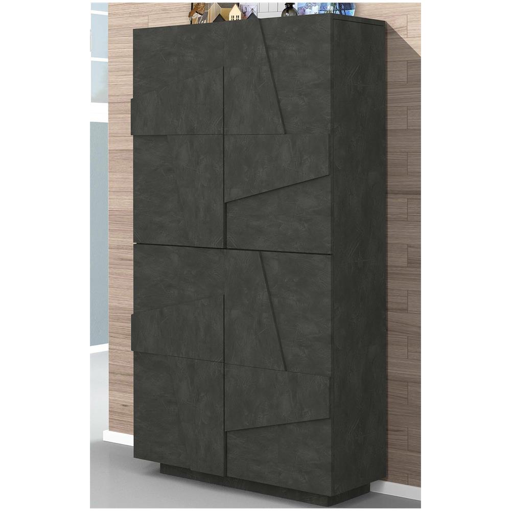 Scarpiera Orfeo, Mobile Multiuso A 4 Ante Battenti, Portascarpe Da Ingresso, 100% Made In Italy, Cm 81x38h167, Ardesia - Foto 1