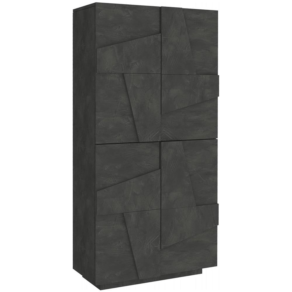 Scarpiera Orfeo, Mobile Multiuso A 4 Ante Battenti, Portascarpe Da Ingresso, 100% Made In Italy, Cm 81x38h167, Ardesia - Foto 2