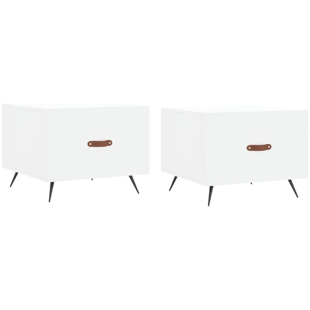 Tavolini Da Salotto 2 Pz Bianchi 50x50x40 Cm Legno Multistrato - Foto 2