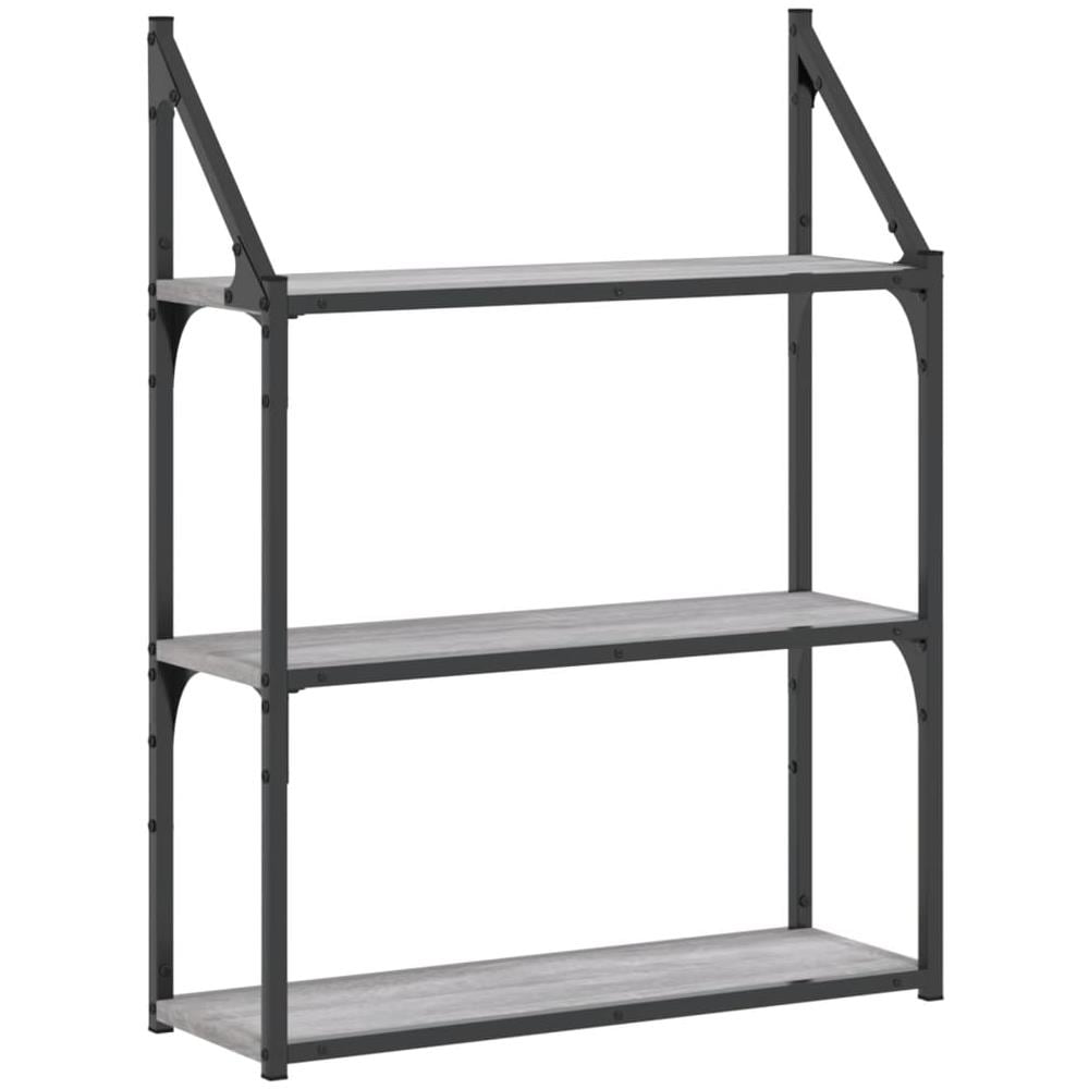 Scaffale Parete 3ripiani Grigio Sonoma 60x21x78,5cm Multistrato - Foto 2