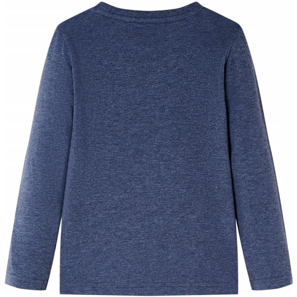 Maglietta Da Bambino Maniche Lunghe Stampa Lupo Blu Scuro Mélange 140 - Foto 2