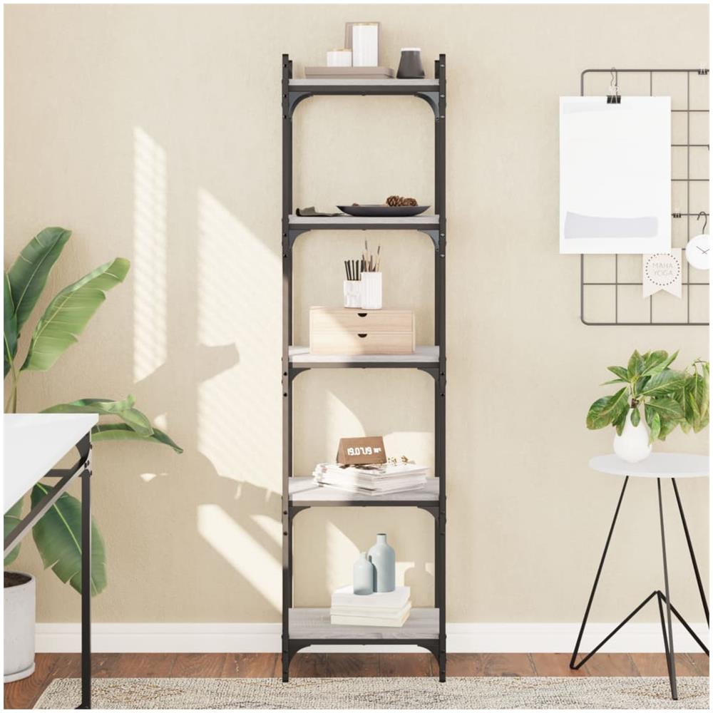 Libreria 5 Ripiani Grigio Sonoma 40x30x154cm Legno Multistrato - Foto 1